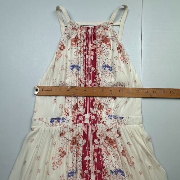 Free People Dress Women 6 Cream Floral Halter Maxi Fairy Whimsy Beach Boho Flowy - Picture 10 of 15